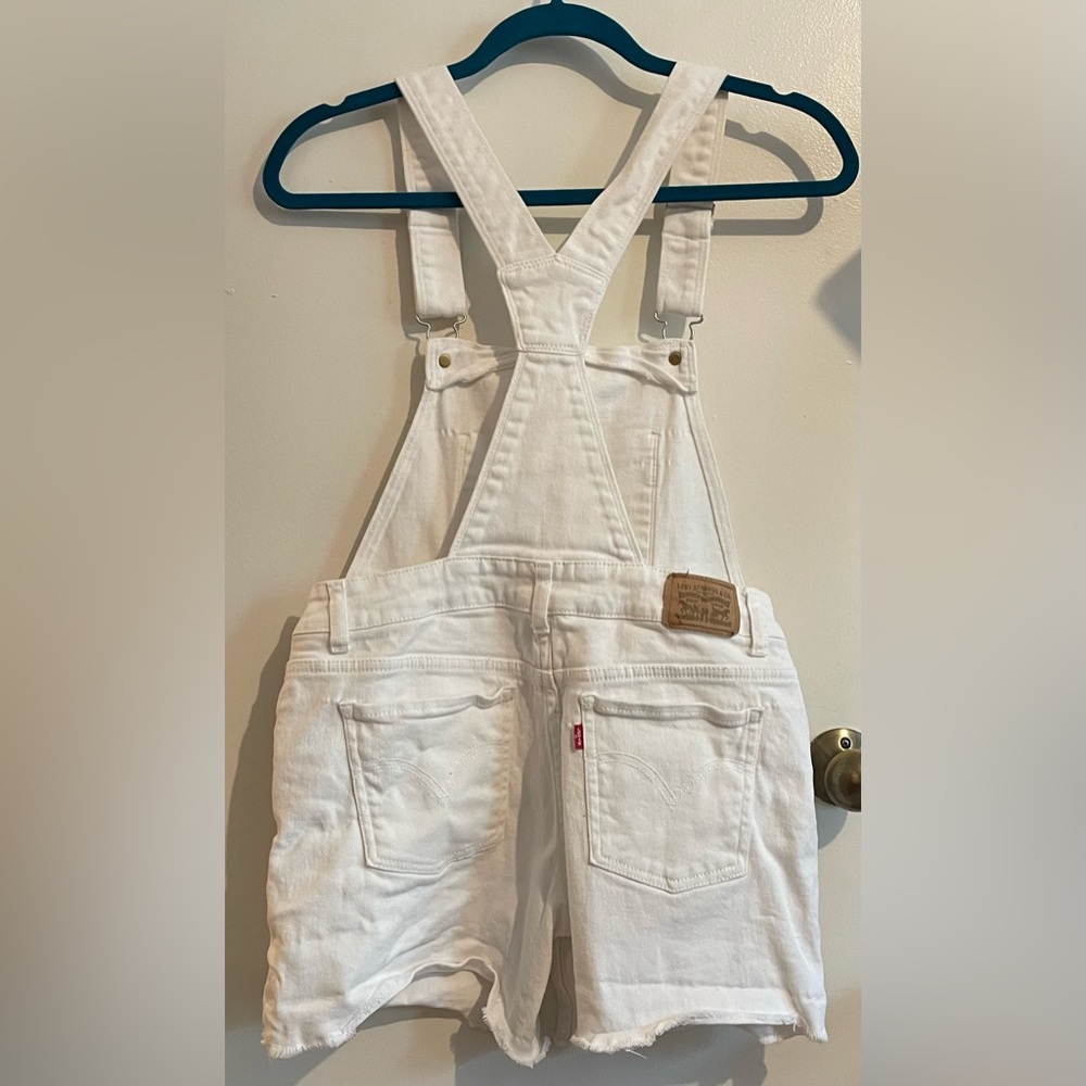 Levi's Strauss Girls Size 16 R Denim Boyfriend Shortall White Adjustable Straps